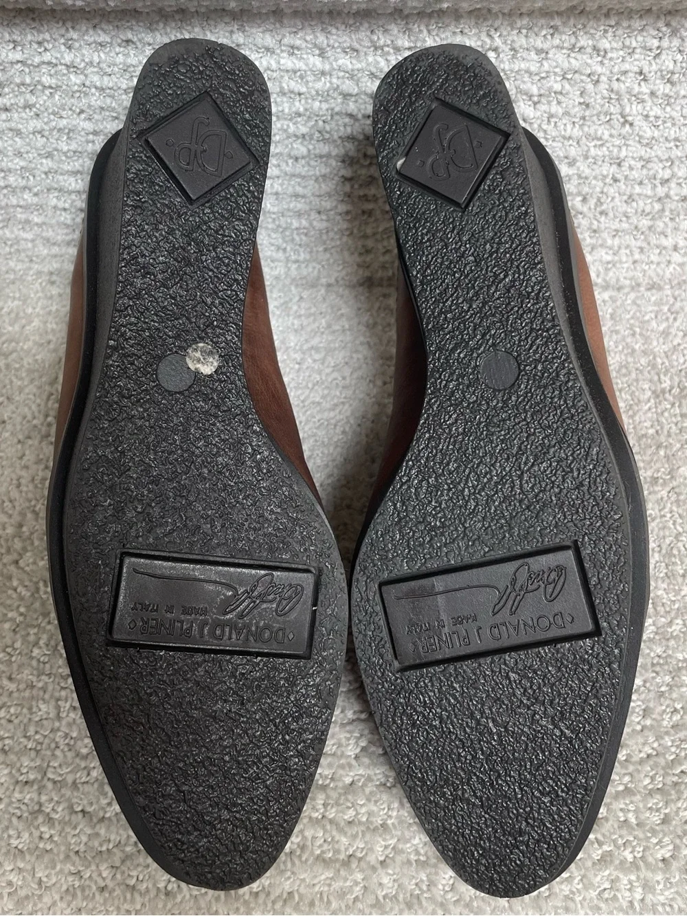 Donald J Pliner Brown Leather Slip On Wedge Shoes Casual Western Made in Italy